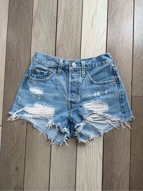 Levi's 501 distressed denim shorts
